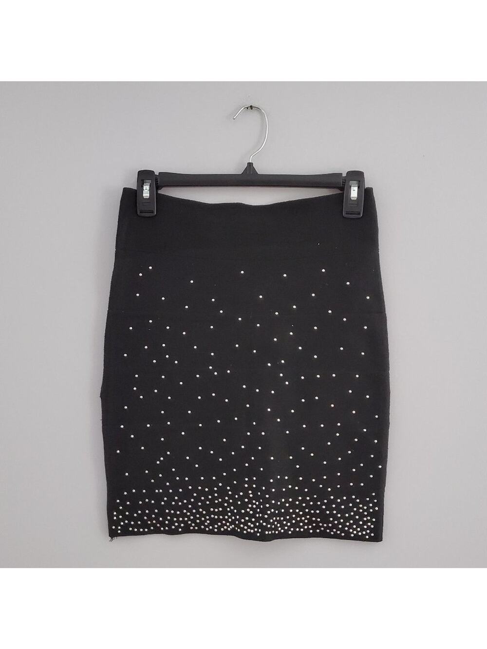Poof Couture Black Studded Mini Bodycon Skirt Size M